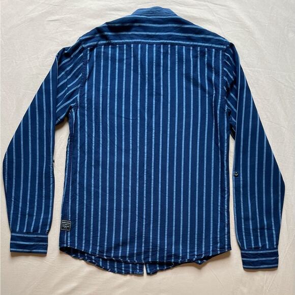 Scotch and Soda Blue Striped Long Sleeve Button Down Paradise Shirt Size Medium - Picture 3 of 9
